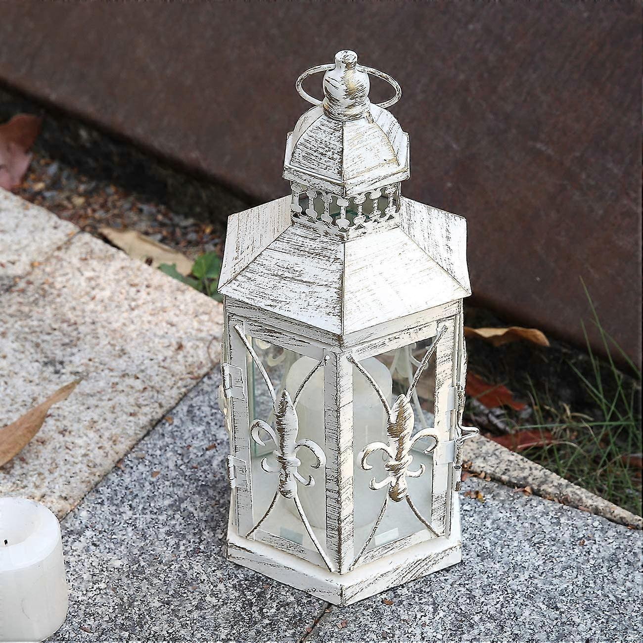 Lanterna de vela, 10,2 polegadas lustre chic estilo lâmpada com Fleur De Lys Patterns estilo francês clássico