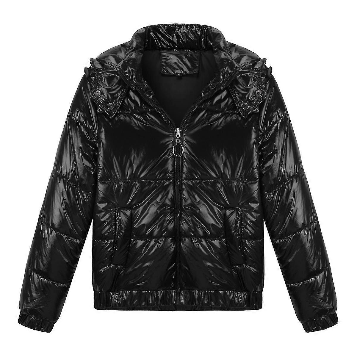 Naiwang Womens Warm Coat Solid Color Shiny Short Padded Jacket