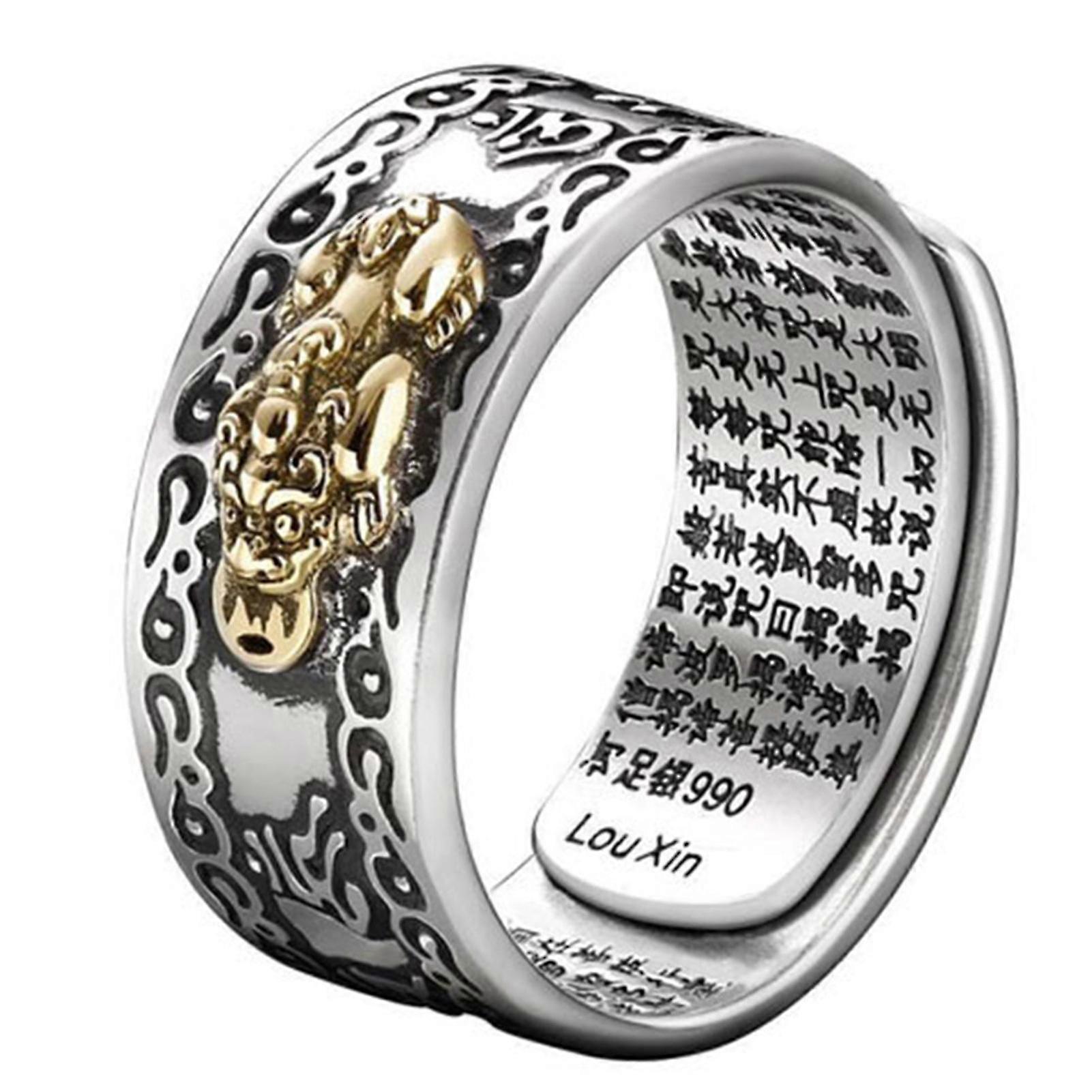 Mantra Protection Wealth Ring Amulet Wealth Lucky Adjustable Ring