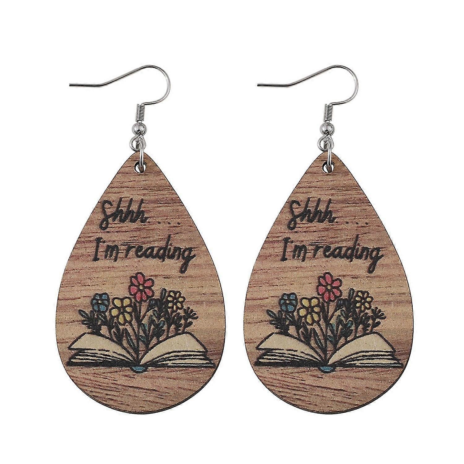 Hook Earrings Double Sided I'm Reading Girls Drop Dangle Earrings