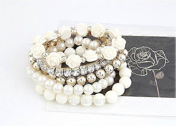 Mixed Flower Ball Elastic Bracelet [White]