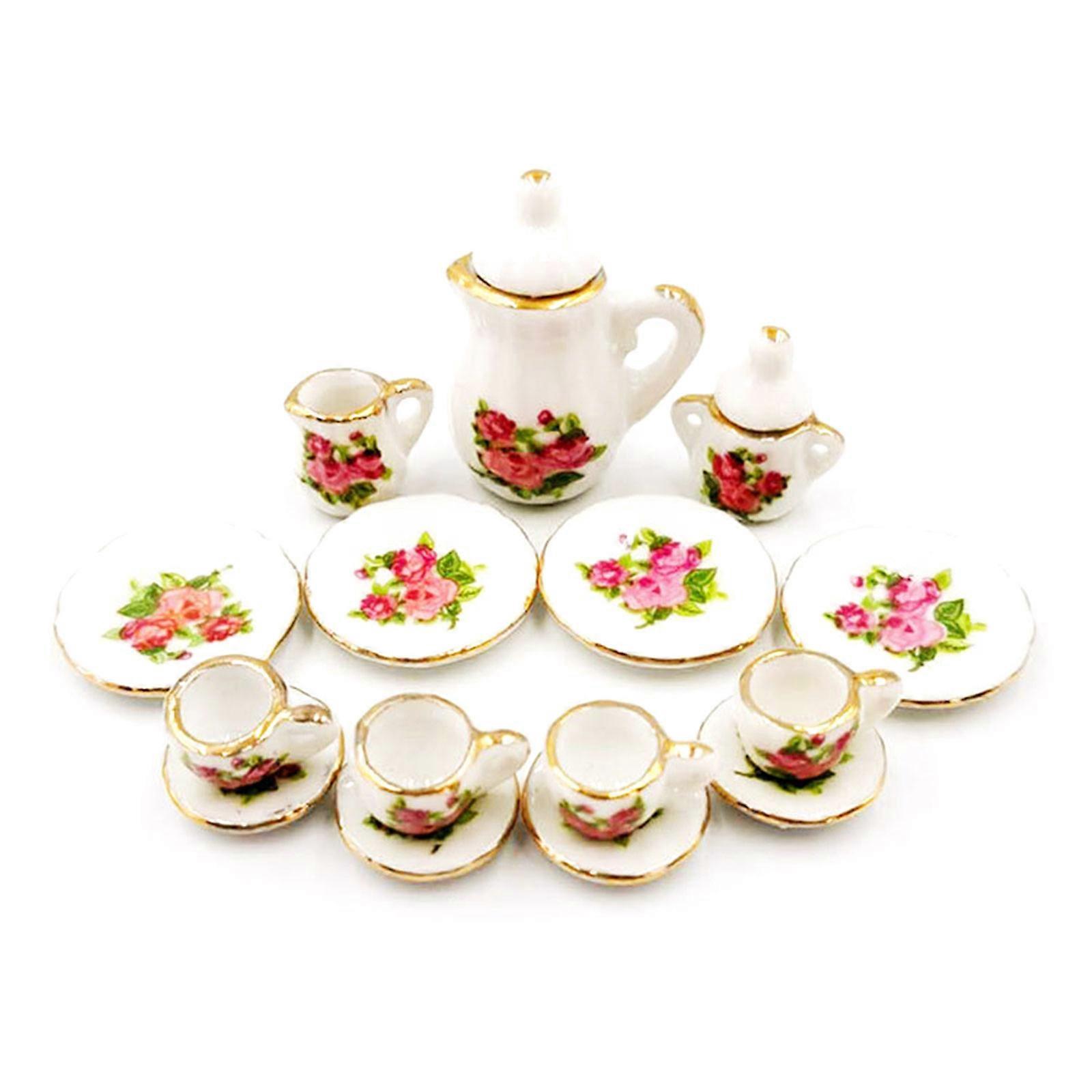 Miniature Tea Set Tea Cup 1/12 Kitchenware Toy Interactive Kids Activity Supply