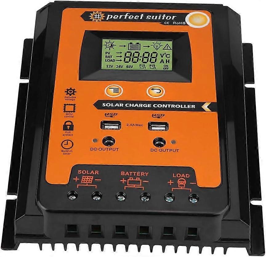 Nice MPPT Regolatore di carica solare Regolatore del pannello solare con display LCD con doppia USB Pannello solare Batteria 12V/24V Display LCD (70A)