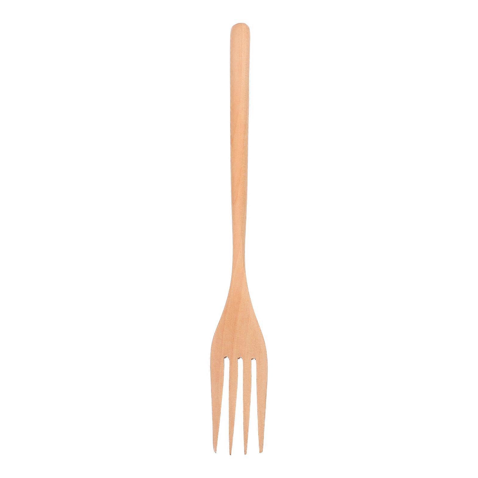 Salad Mixing Fork Long Handle Fork Kitchen Serving Fork Wooden Utensil Fruit Salad Fork Dinner Wood Fork Household Serving Fork