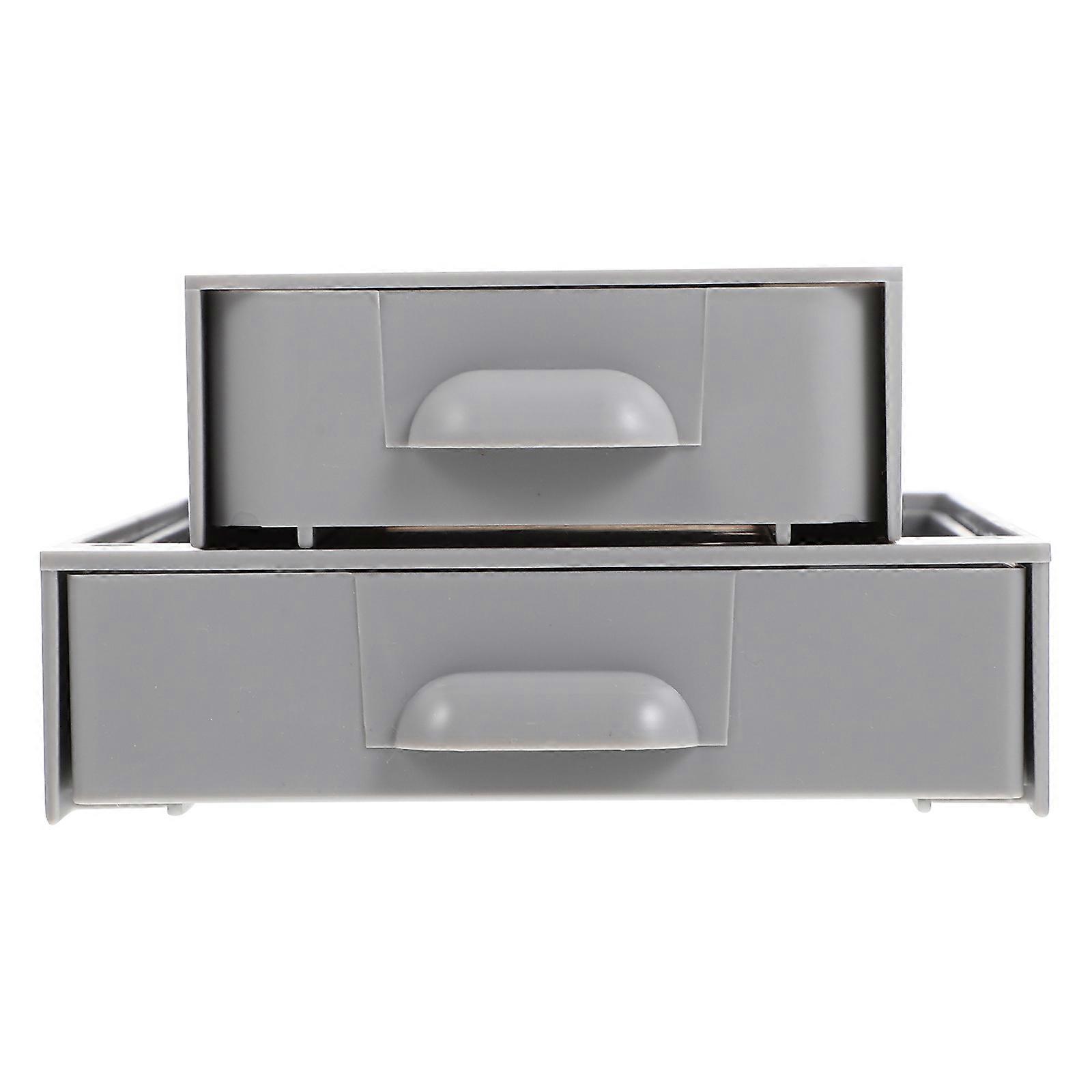 2pcs Under Table Organizer Drawer Type Box Hidden Stationery Storage Box