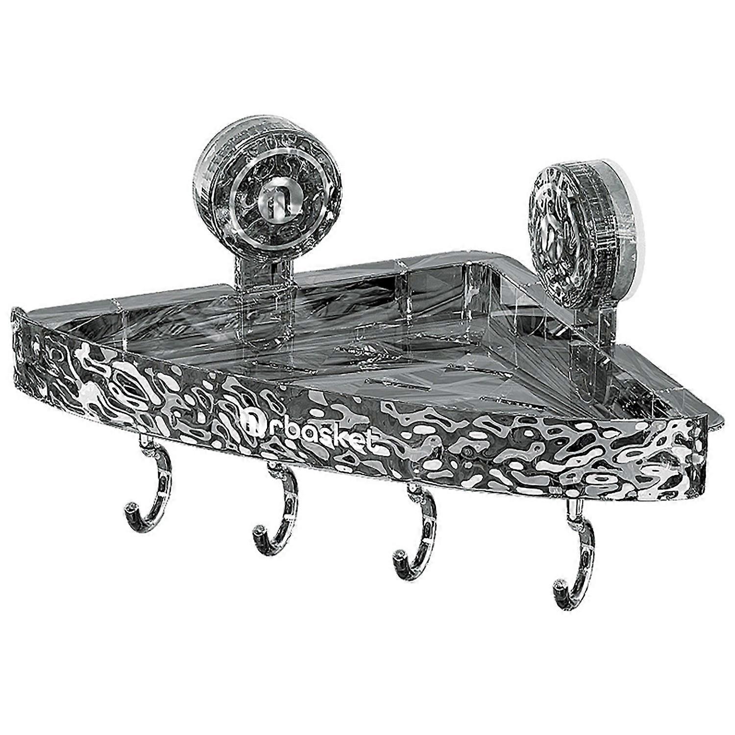 Storage Rack Triangle Shape Suction Cup Shower Caddy Quick Drainage Storage Shelf for Bathroom