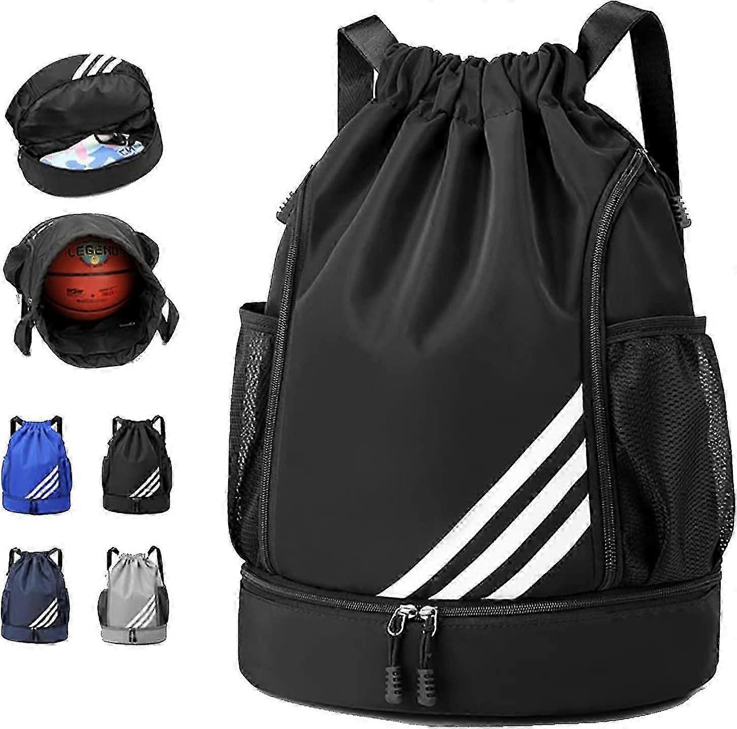 2023 New Design Sports Backpacks Waterproof Drawstring Backpack Sports Gym Bag With Shoe Compartment And Water Bottle Holder
