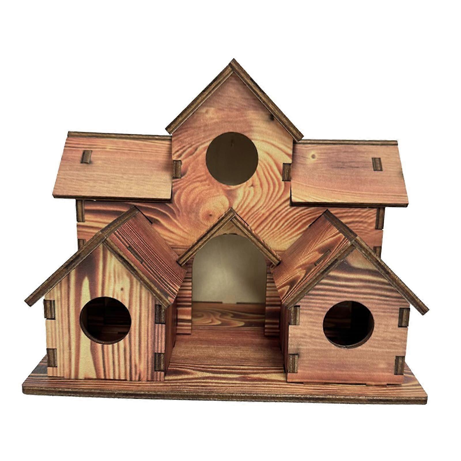 Hummingbird Nest Hanging Hut Wooden Bird House for Sparrows Finches Roosting