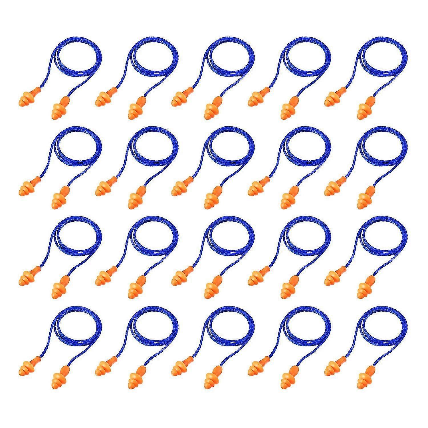 20 Pairs Corded Ear Plugs Reusable Silicone Earplugs With String Banded Ear Plug Sleep Noise Cancelling For Hearing Protection