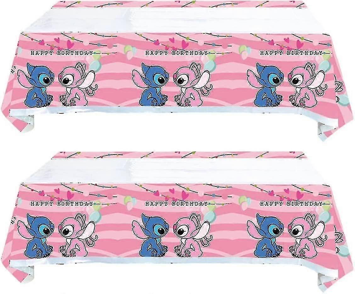 2pcs Pink Stitch And Lilo Tablecloth Table Cover, For Girls Stitch And Lilo Theme Birthday Party Sup