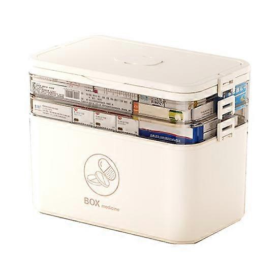 3-Tier Portable Pill Storage Box with Handle Large Capacity Multiple Compartments Multipurpose Medicine