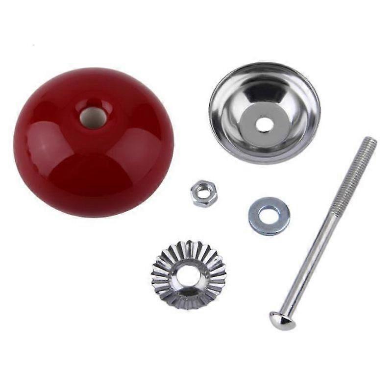 Vintage Round Ceramic Door Knobs Drawer Handles Cabinet Cupboard Red