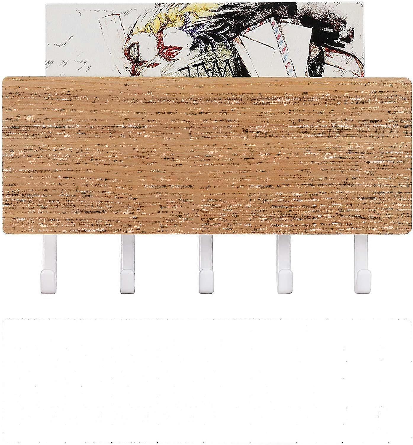 Key Ra With Shelf Wooden Wall Organizer - 5 Key Hooks, Key Holder, Vintage Key Board, Key Organizer, Letter Holder, Key Storage
