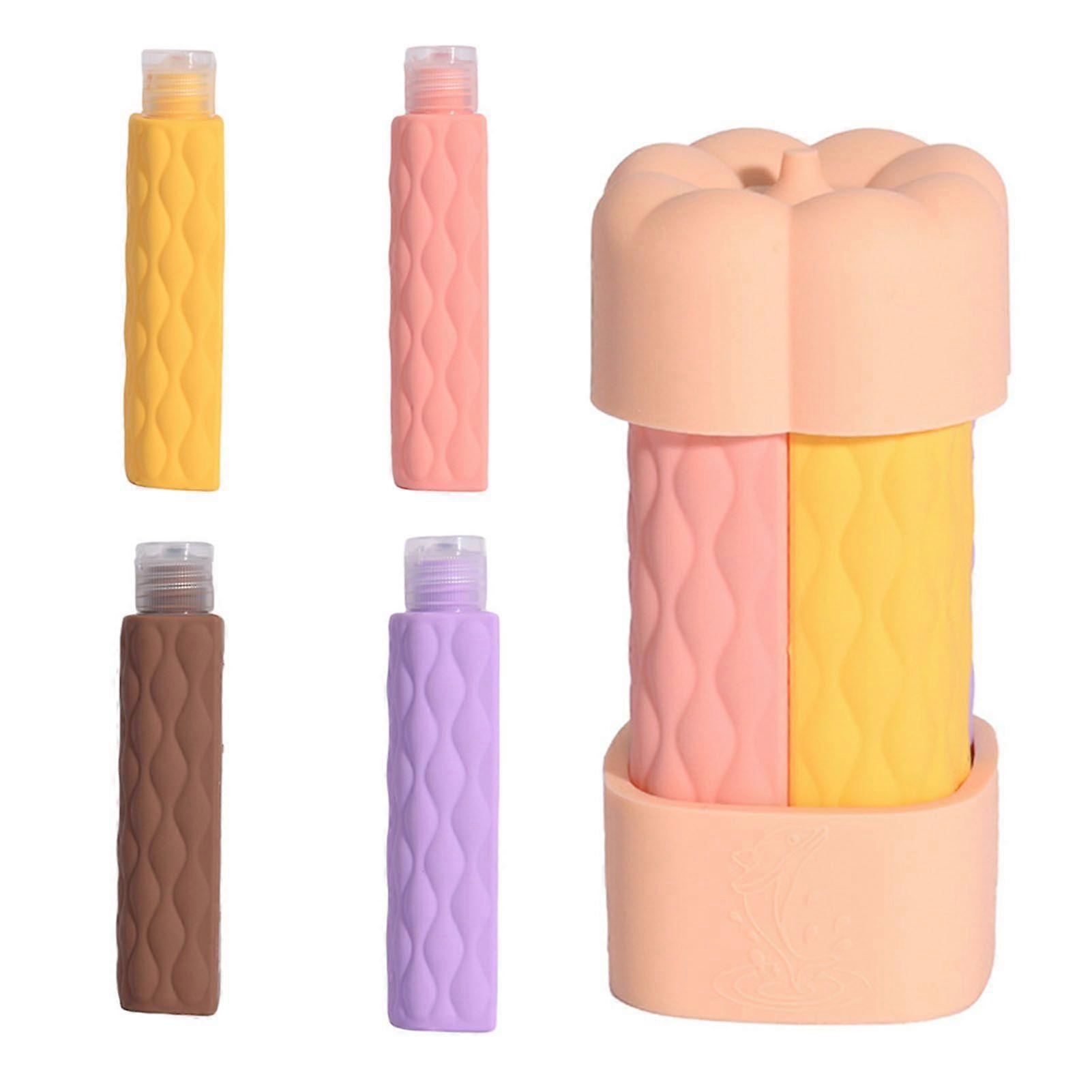 1 Set 60ML 4-In-1 Travel Refillable Bottle Portable Leak Proof Reusable Lotion Shampoo Conditioner Cosmetic Squeeze Bottle Empty Toiletries Container