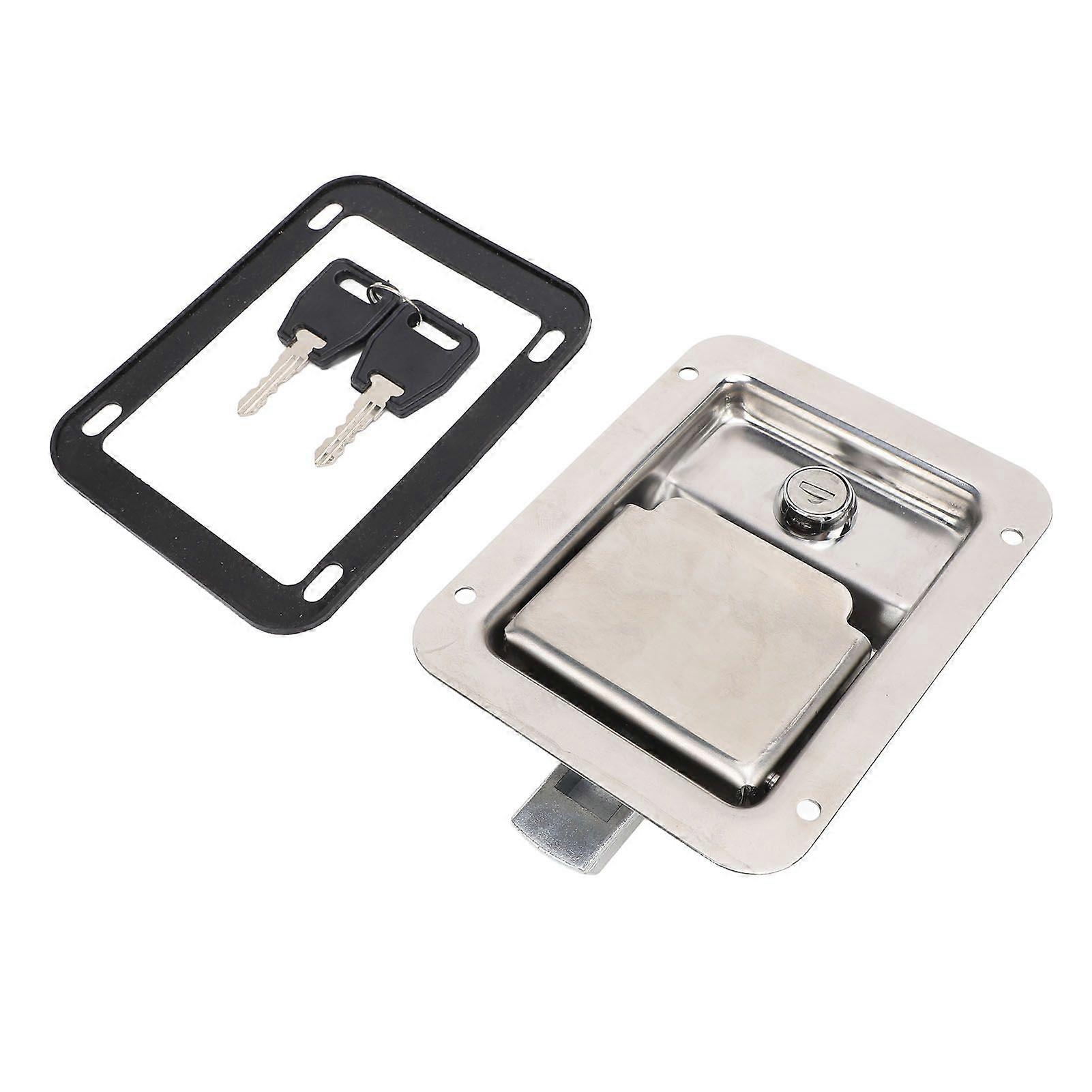 Tool Box Latch Stainless Steel 5.5x4.3in Flush Mount RV Toolbox Handle Lock with Keys Gasket for Caravan Truck RV Vehicles Toolbox MK4975