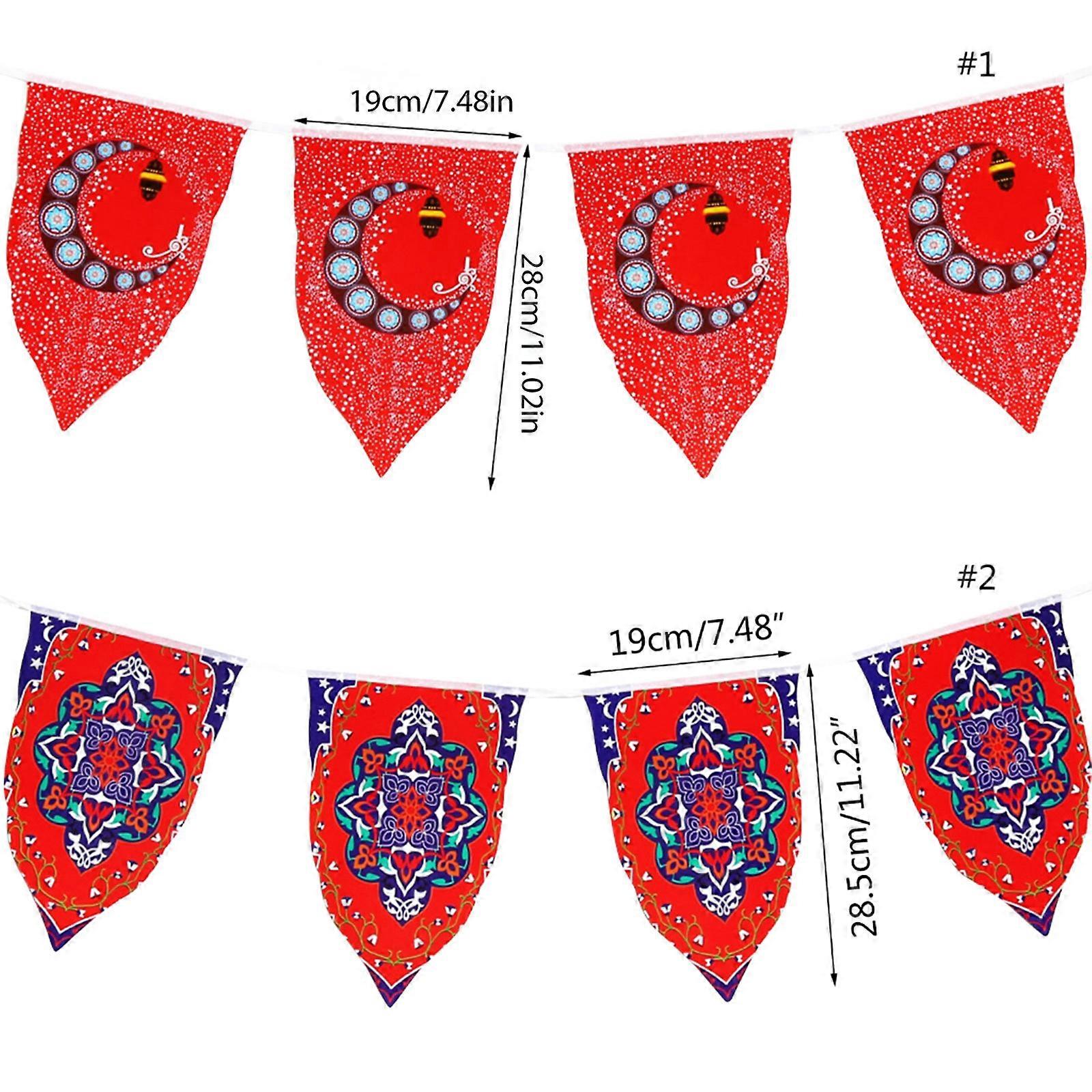 Eid Mubarak for Triangle for Banner Moon Flower Shape Pull Flag Background Decor