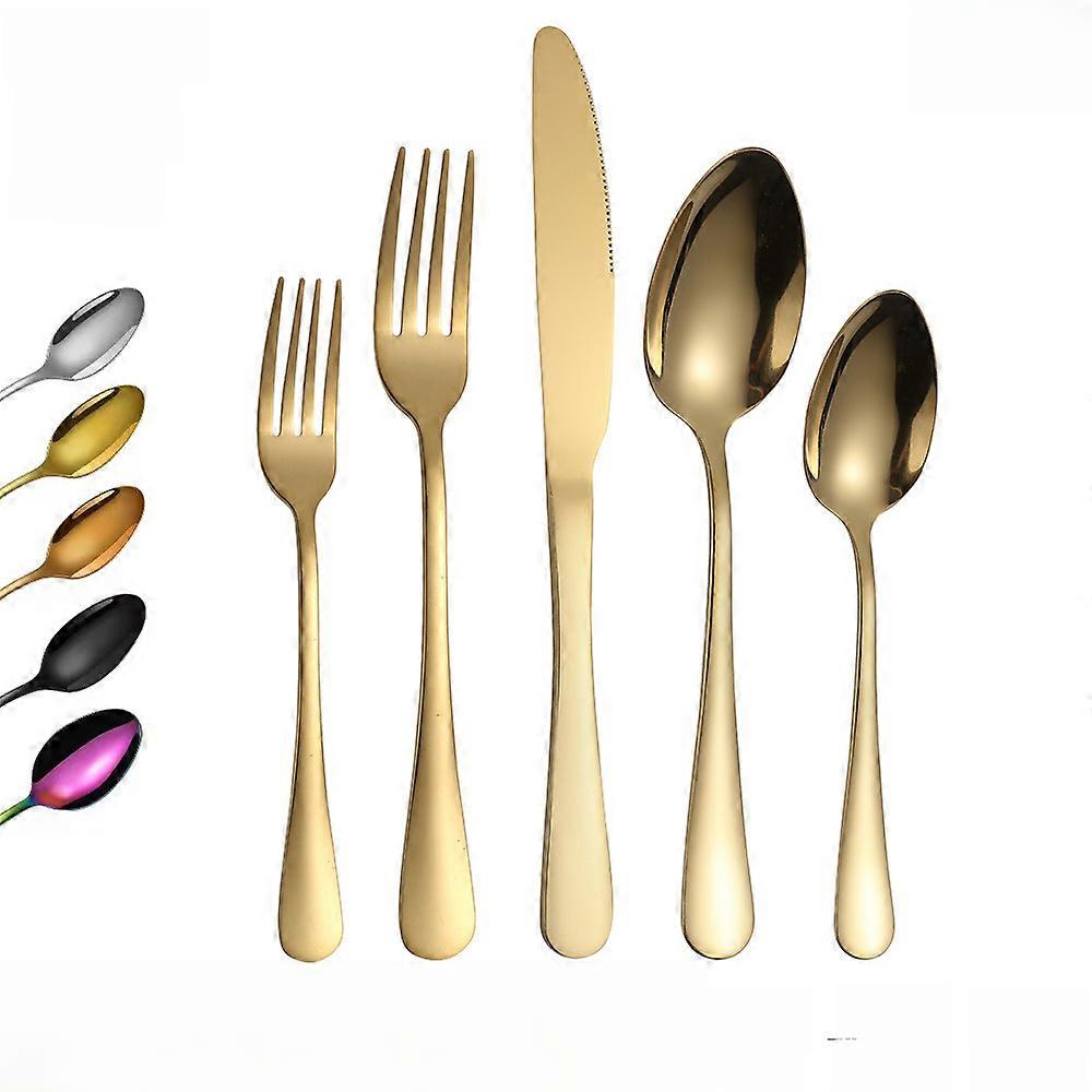 ステンレス鋼のゴールデンナイフとフォークスプーンステーキナイフとフォーク攪拌スプーンステンレス鋼食器ステンレス鋼スプーン