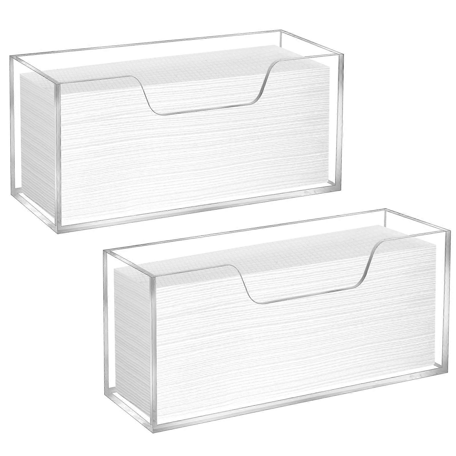 2-Pack Acrylic Paper Towel Dispenser for C-Fold and Multi-Fold Towels, Kitchen Holder, Clear Design, Durable Material
