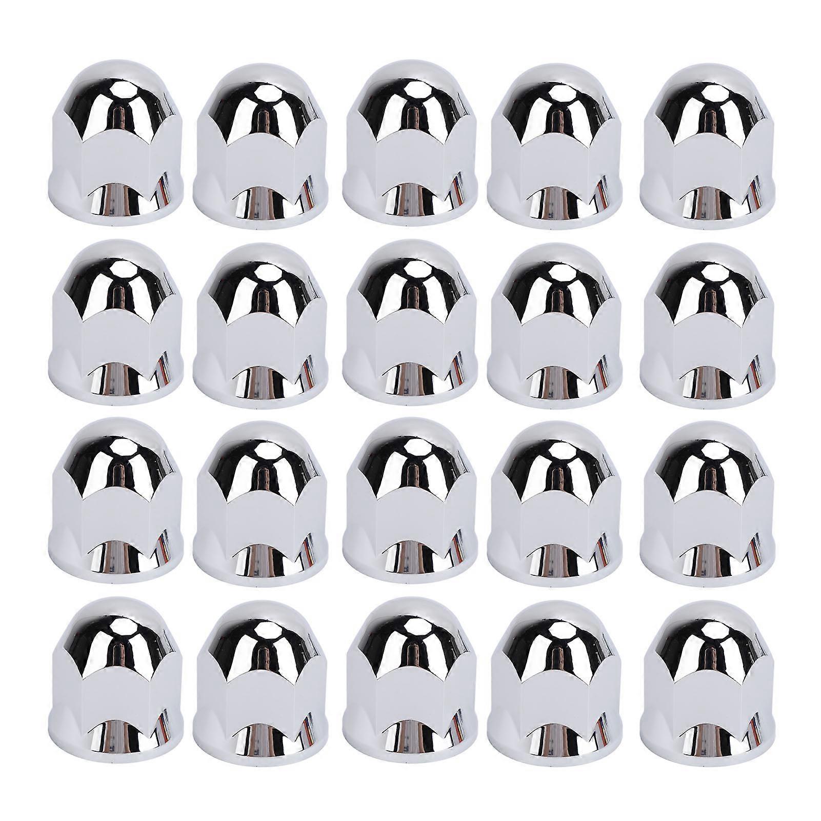 Lug Nut Covers 33mm Chrome Secure Flanged Lug Nut Caps for Trucks Trailers and Vehicles 20Pcs
