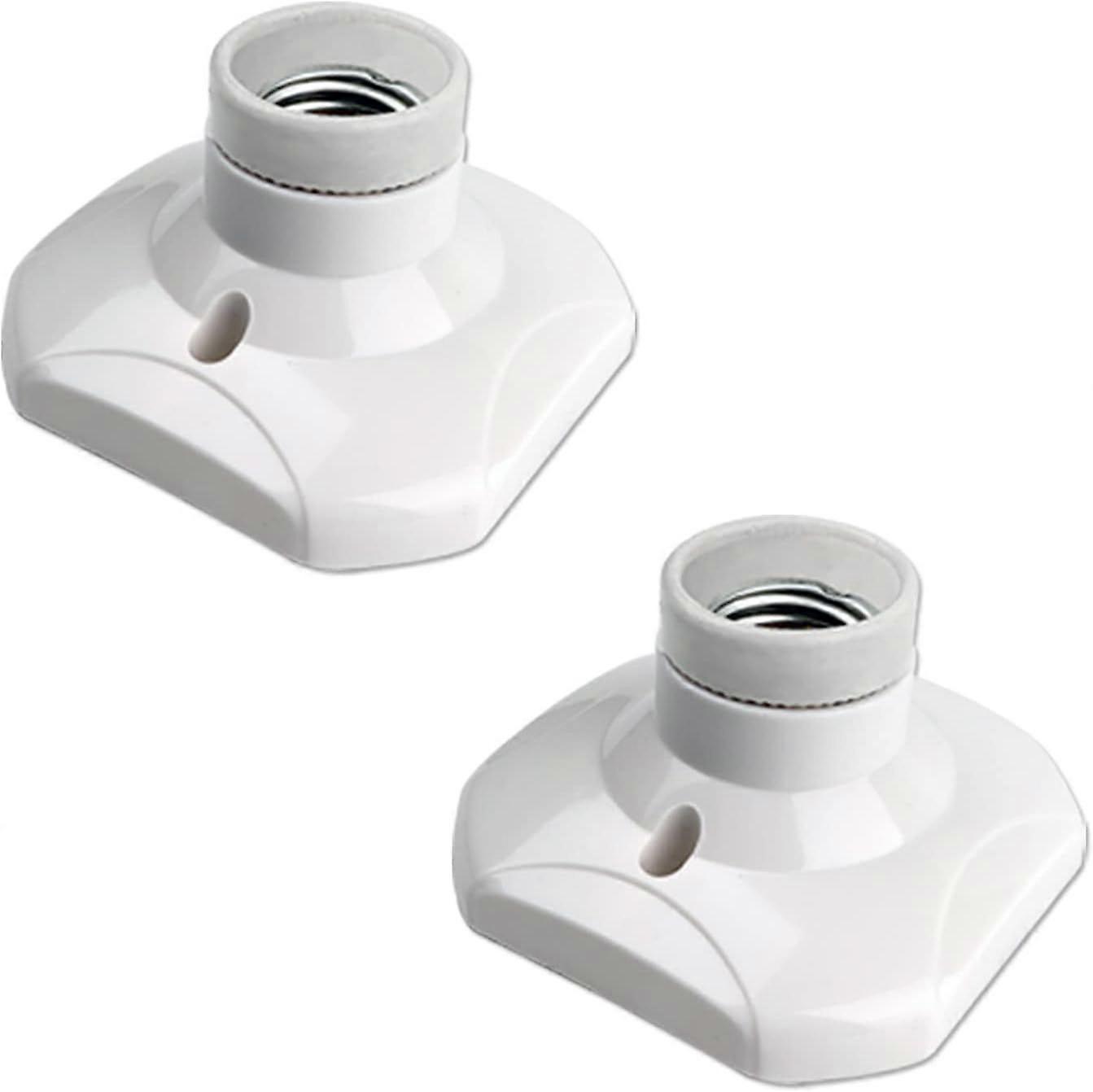 E27 Screw Ceiling Light Socket for Indoor Wall Lamp, AC 230V, E27 LED Bulb Holder, Plastic Base E27 Socket for Garage Workshop Ceiling, Set of 2