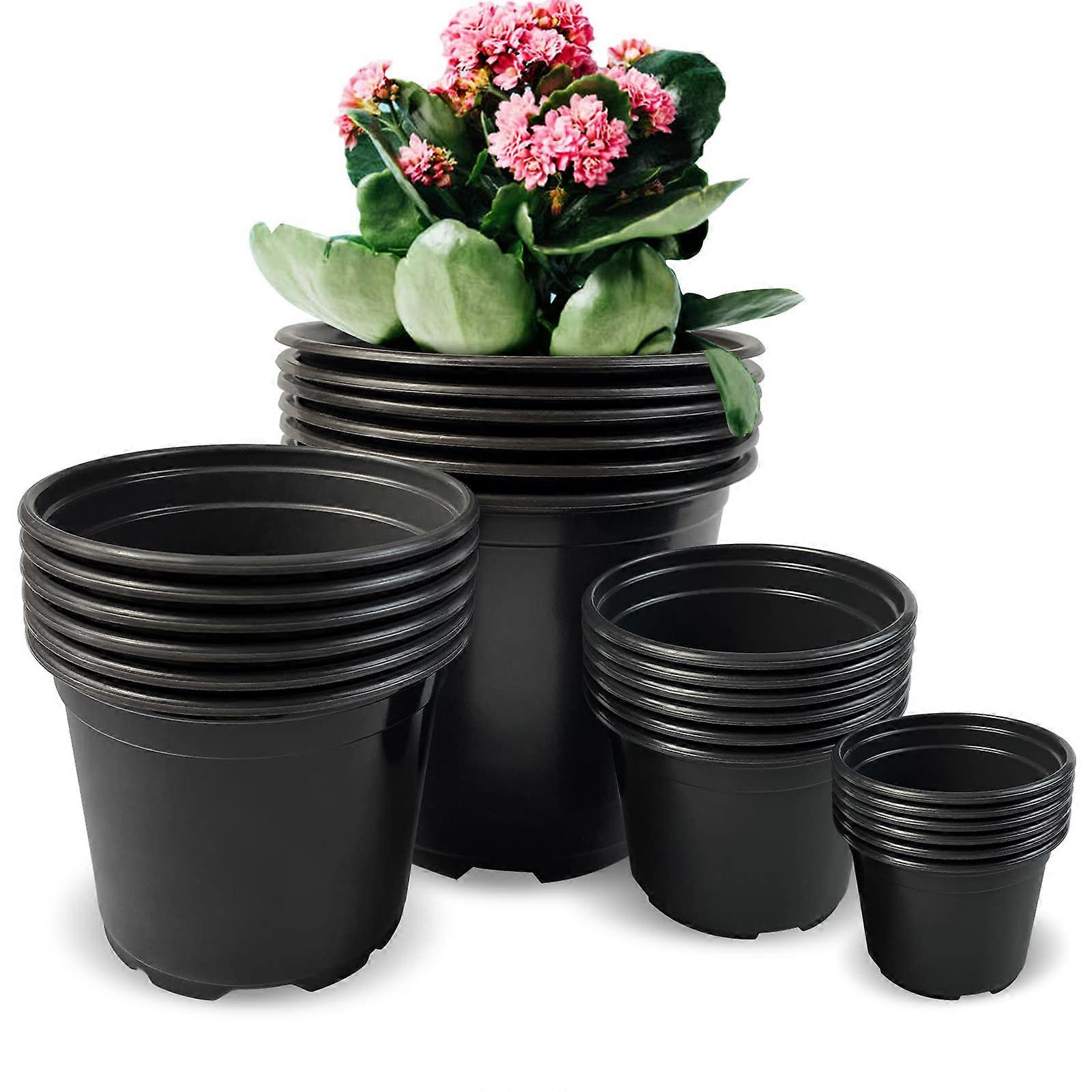 24 pieces of plastic seedling pots, 3/4/5/6" with drainage holes