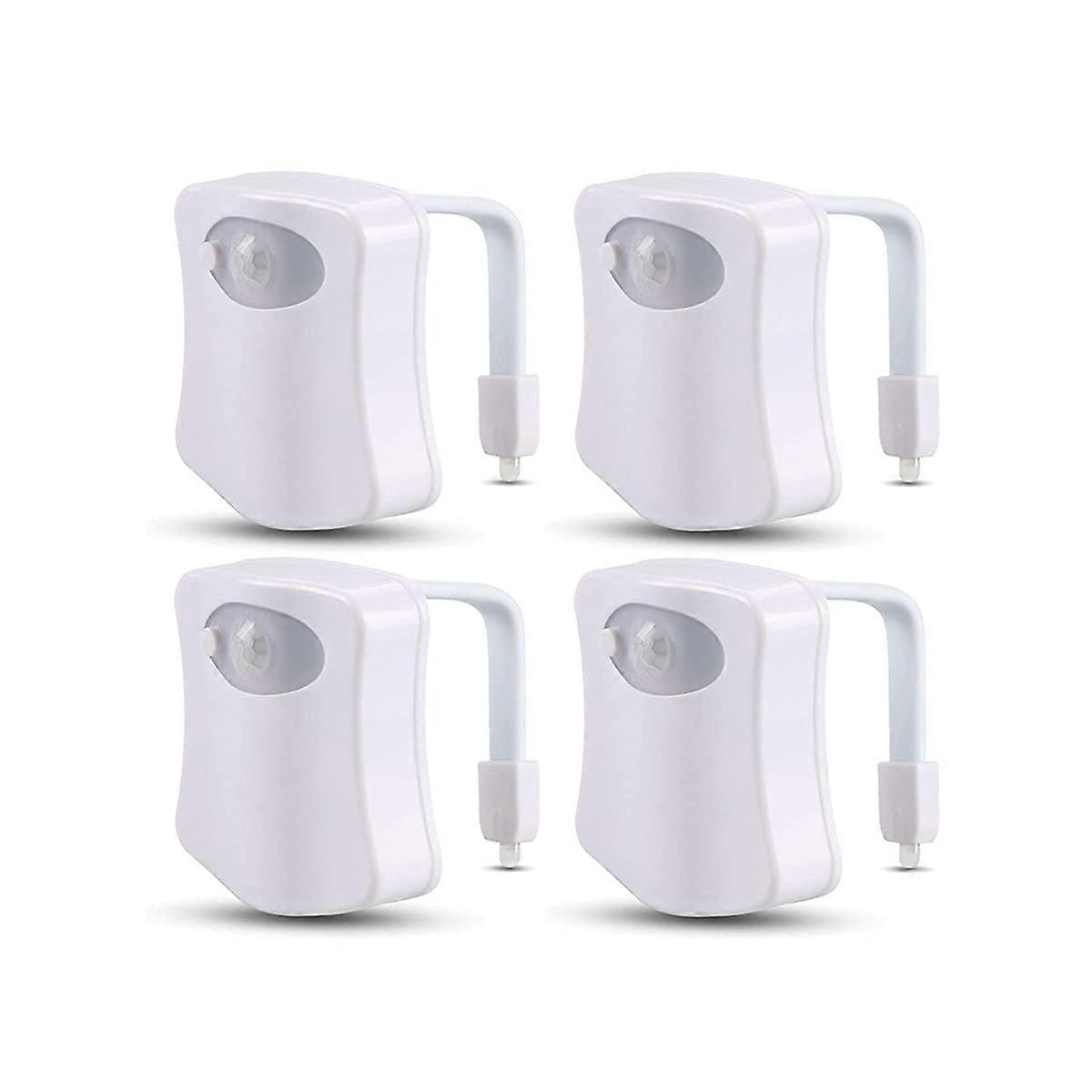Color Changing Toilet Night Light - 4 Pack Motion Sensor LED Washroom Light, UV Activated Commode Lamp, Smart Night Lamp