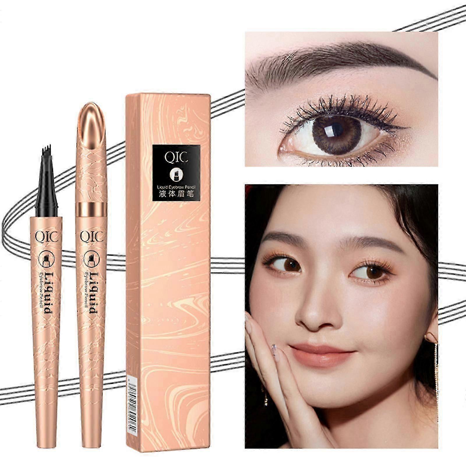 Waterproof Pencil Microblading Pencil, 3d Microblading Pencil 4 Fork Tip Pencil With Micro-fork Tip