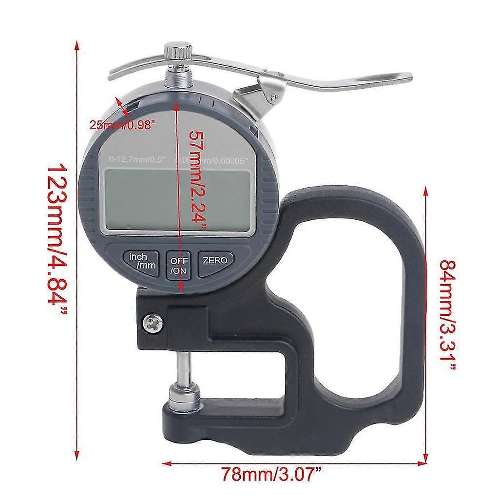 Digitalt mikrometer 0,001 12,7 mm elektronisk tykkelse måler dybde LCD-måling