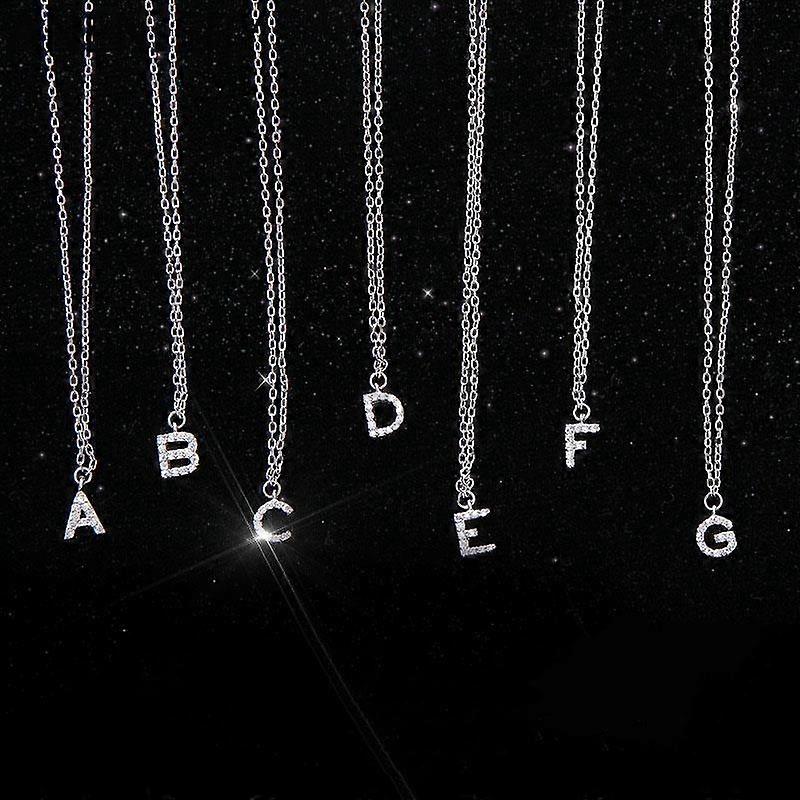 ANENJERY Tiny A-Z 26 Alphabet Initial Letters Name Pendant Necklace With Full Shiny Zircon For Girls Best Gift