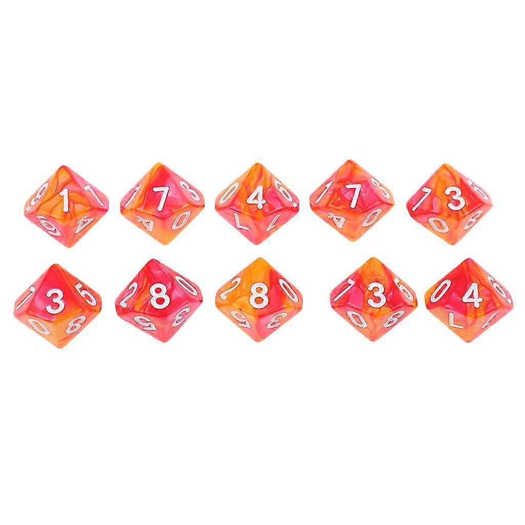 10pcs 10 Sided D10 Polyhedral Dice Double Color For DND RPG
