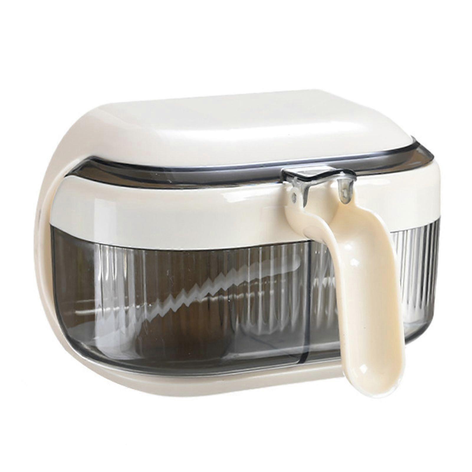 Seasoning Box with Lid 2/3 Compartments Clear Sealed Condiment Container Spice Organizer Kitchen Condiment Jars for Salt Pepper Sugar