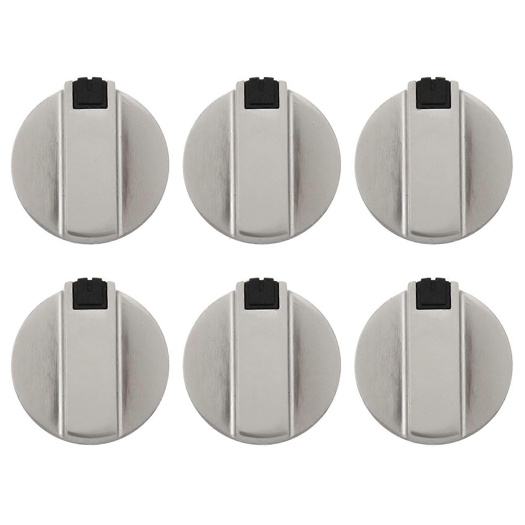 Spisar Spis Knoppar, Ugnsknopp 6st, Zinklegering 6mm Universal Silver Gasspis Kontrollknappar Adaptrar Ugn Vridomkopplare Matlagning Kontrolllås