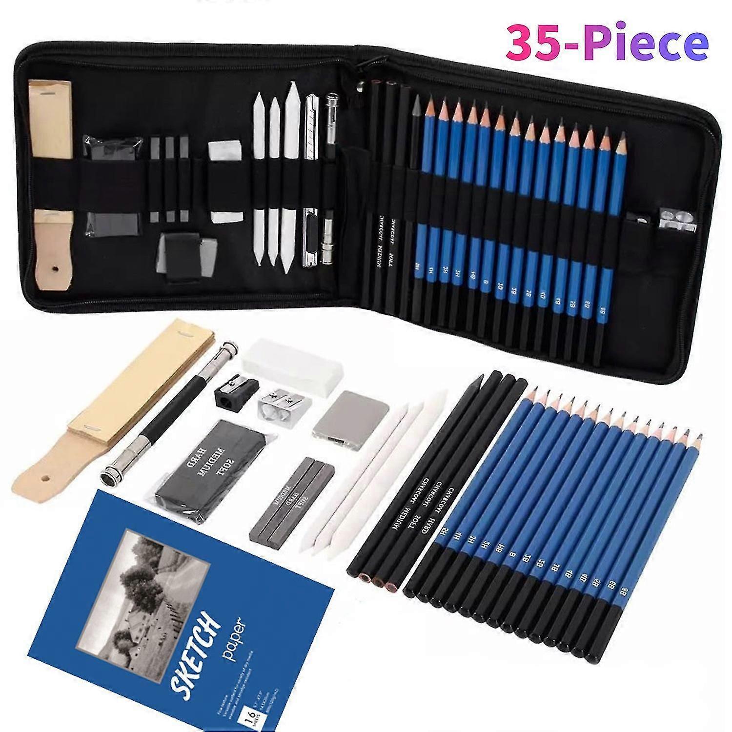 32-Piece Professional Drawing Pencils and Sketch Set Includes Sketch Pencil Charcoal Graphite Sharpe