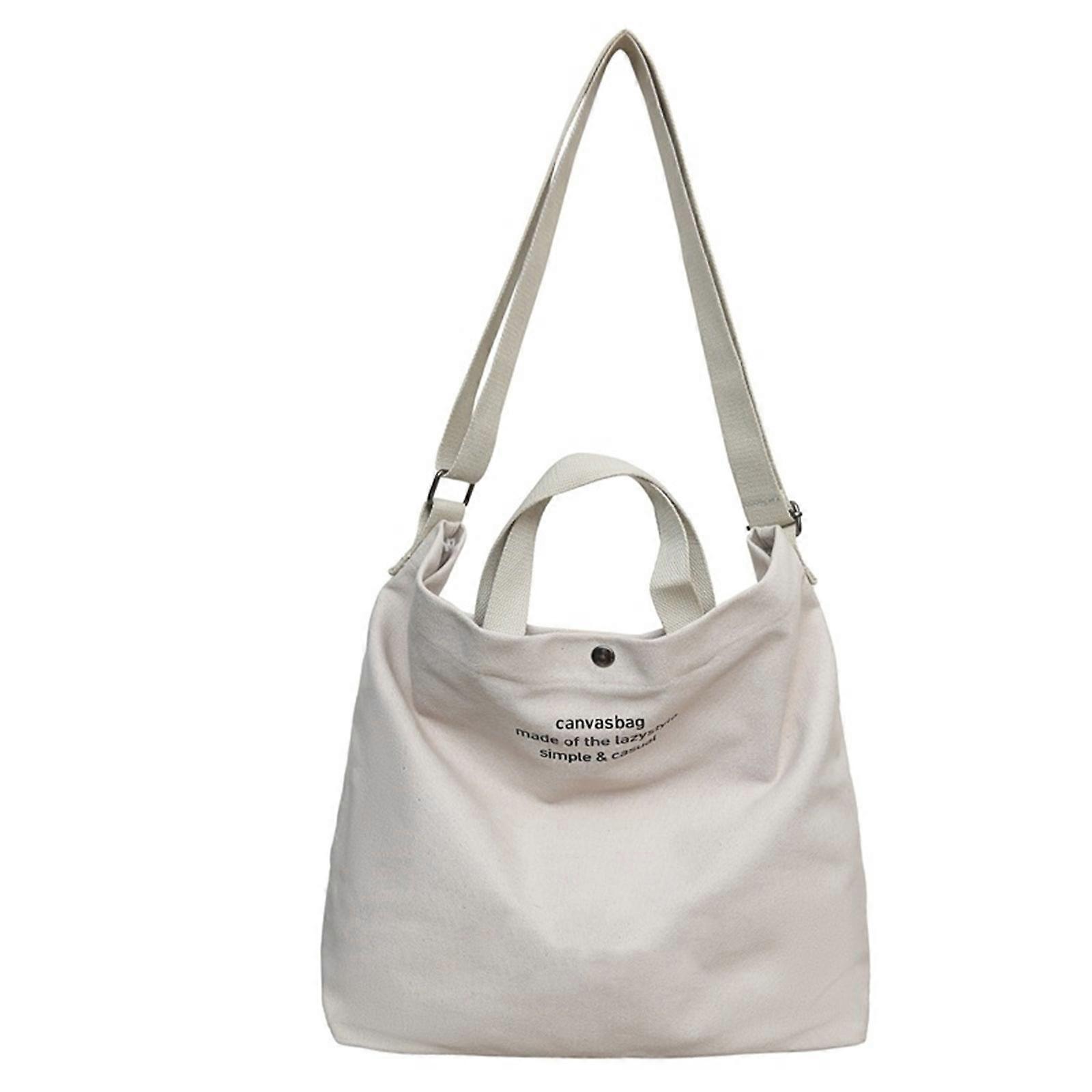 Multipurpose Canvas Satchel i retro japanska mönster för vuxna tonåringar Stor kapacitet Crossbody axelväska Bokväska Vit