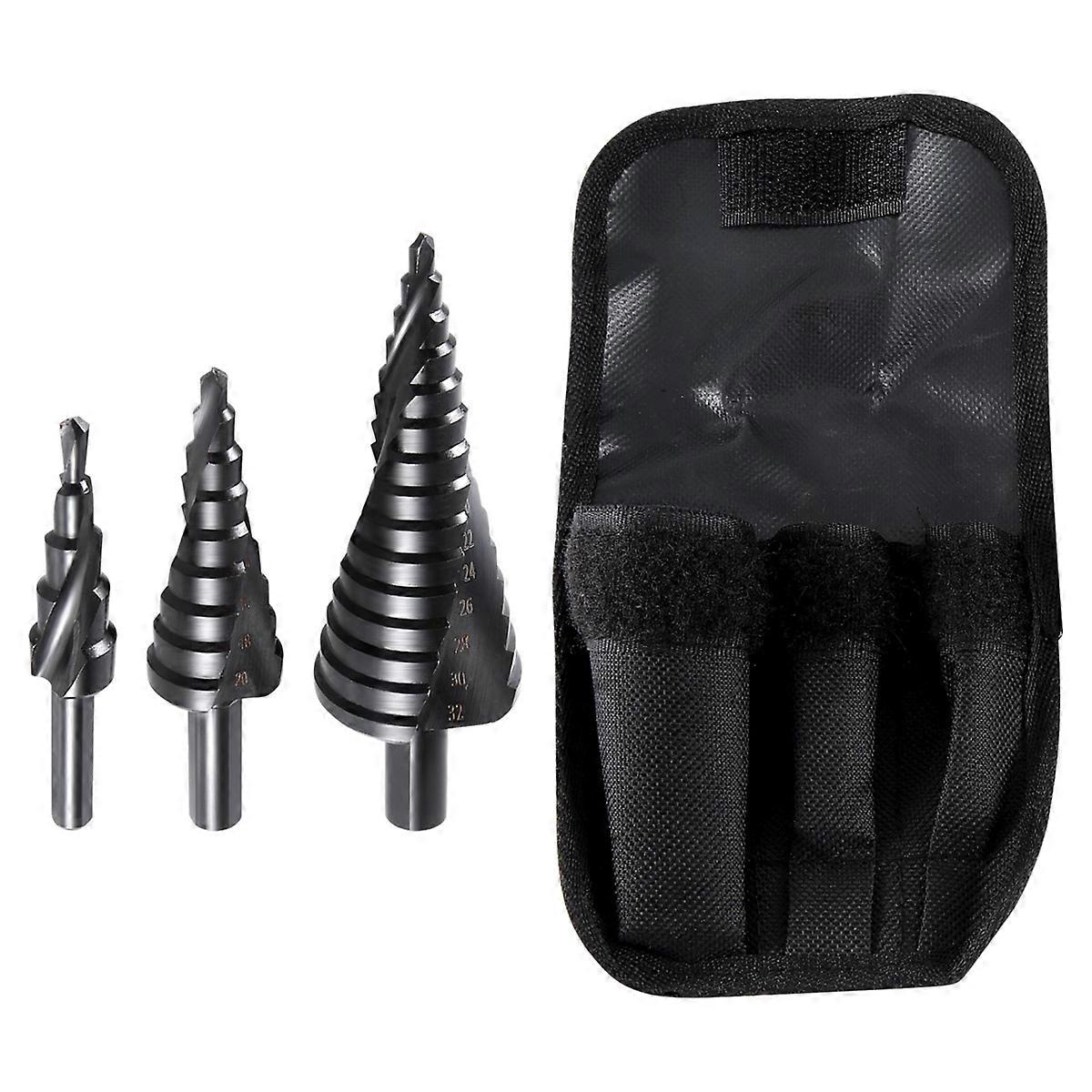3PCS Step Drill Bit for Metal Cone Triple-Cornered Shank Hole Cutter