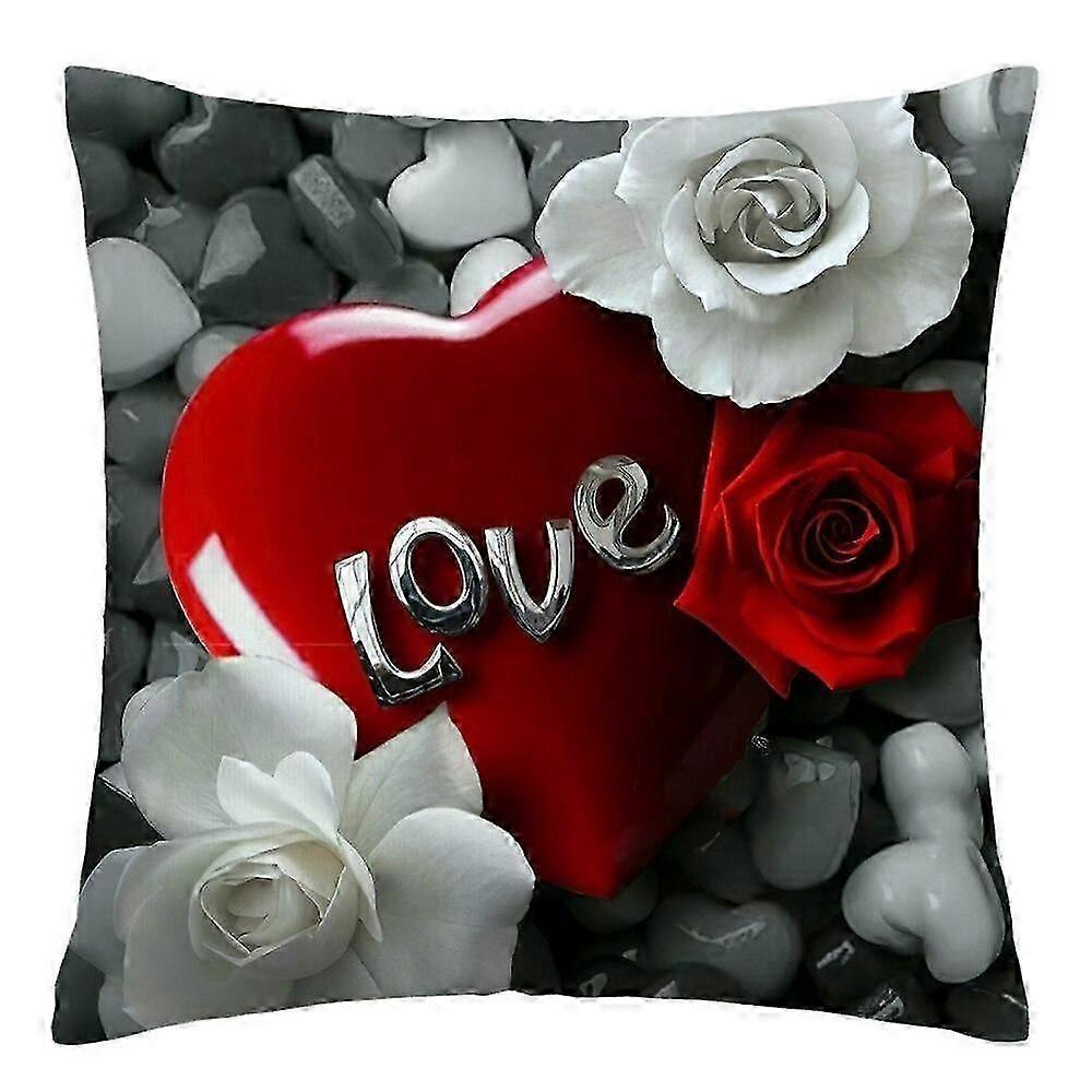 Rose Flower Print Polyester Pillowcase Design 641