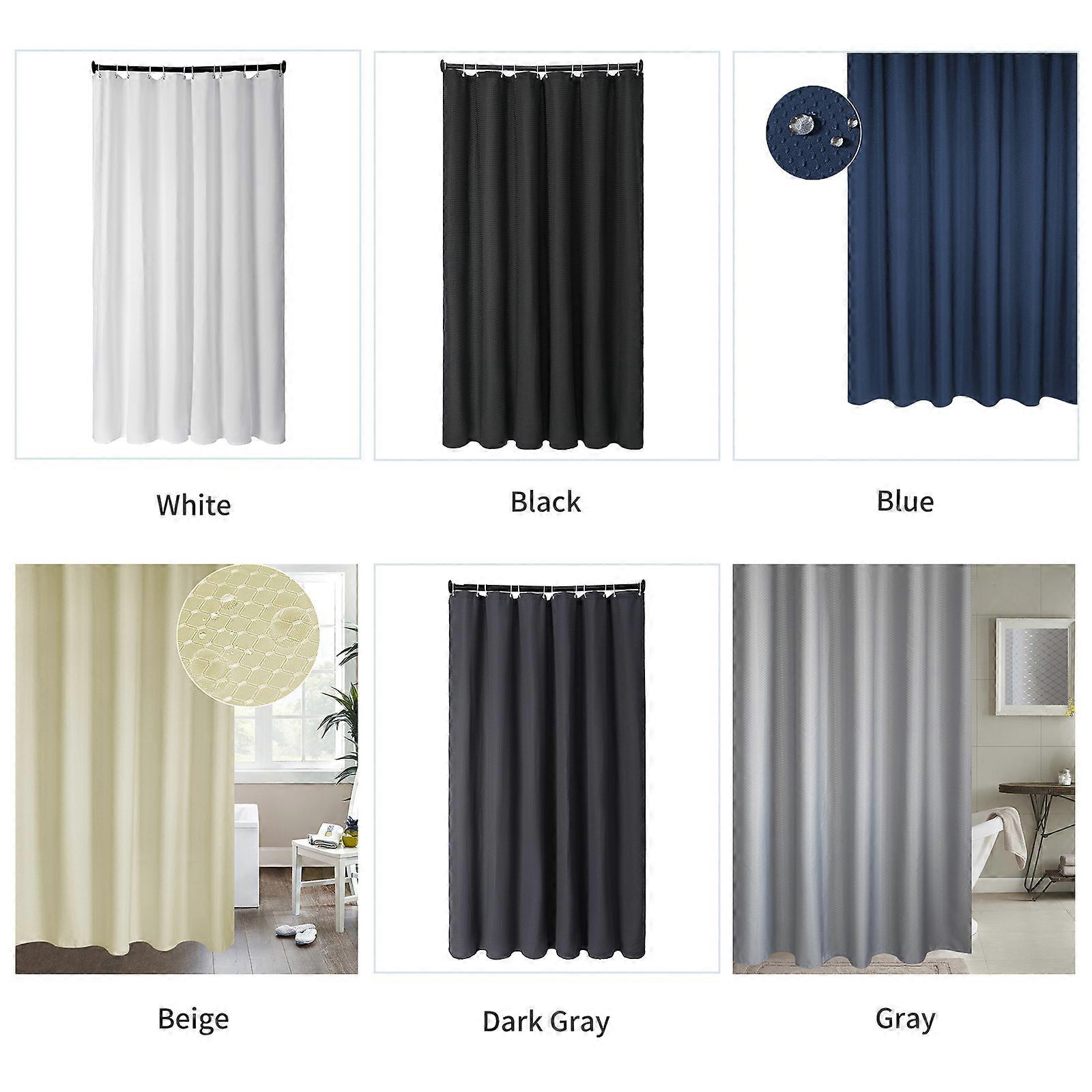 6x6 FT Waterproof Shower Curtain with 12 Hooks, Solid Colors