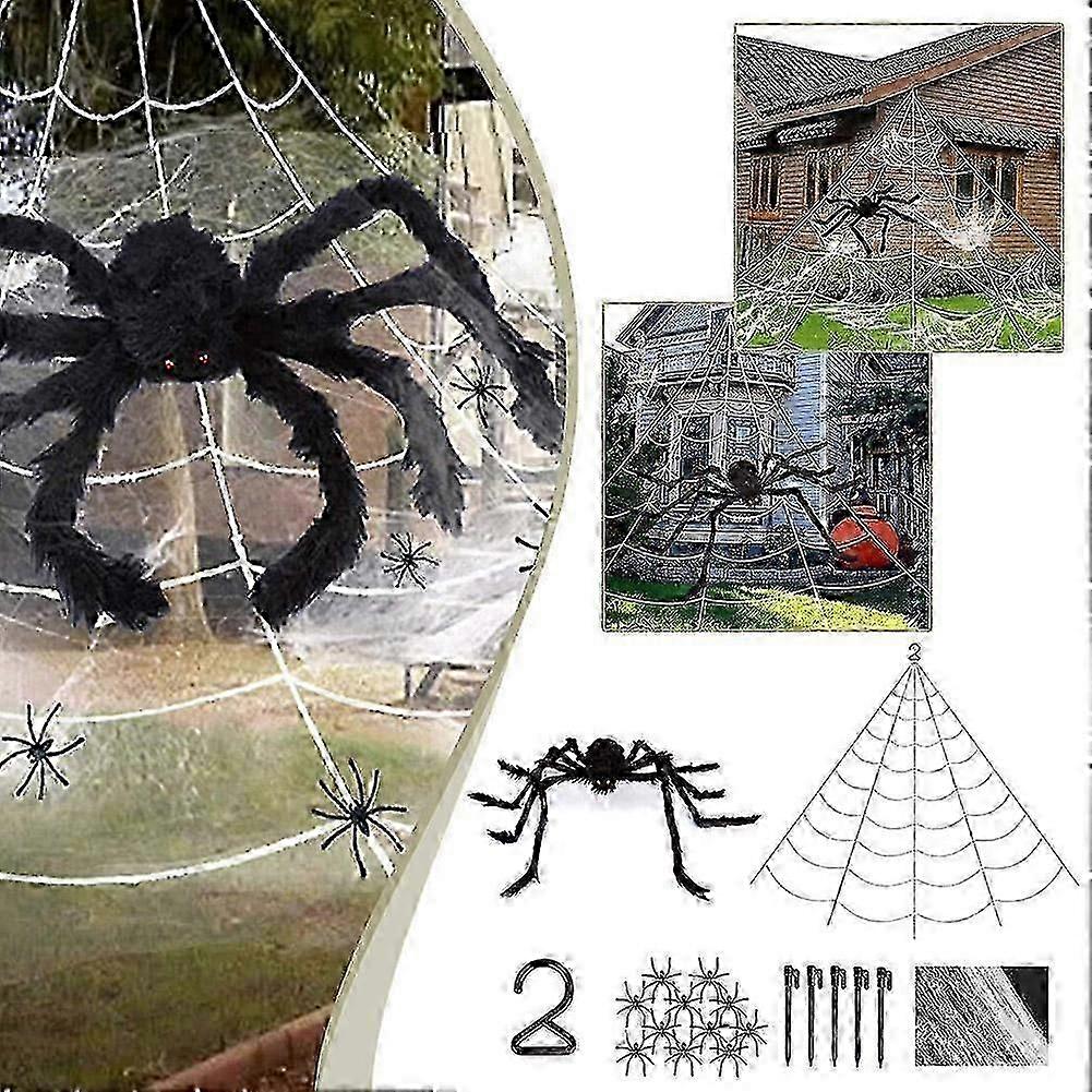 Halloween Decoration Spider Web and Giant Spider with Extra Stretch Cobwebs