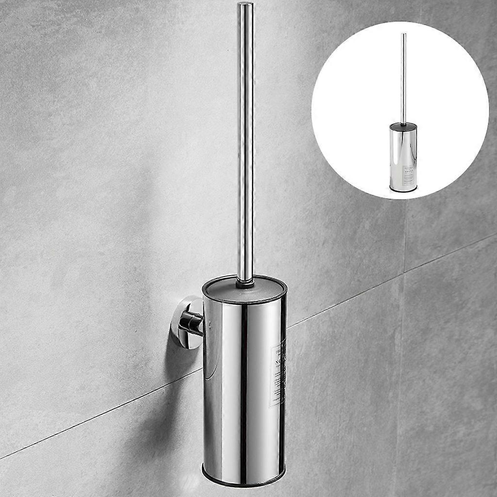 トイレ掃除ブラシセットバスルームロングハンドル便器ブラシ、頭用フレキシブルブラシ付きディープクリーニング行き止まりなしシルバー