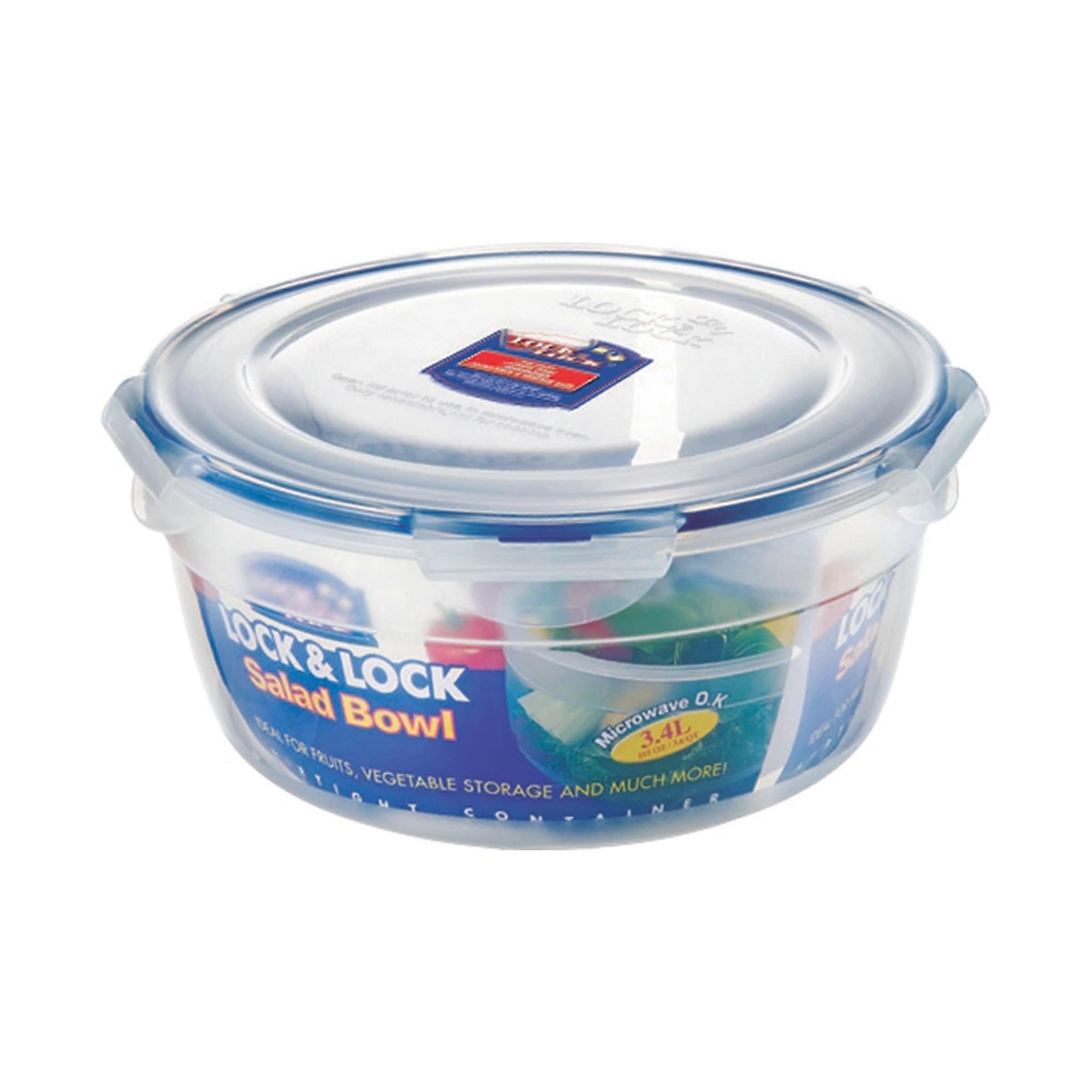 115 Fluid Ounce Round Salad Bowl, 14 Cup Capacity, BPA-Free Plastic, Airtight Storage Container