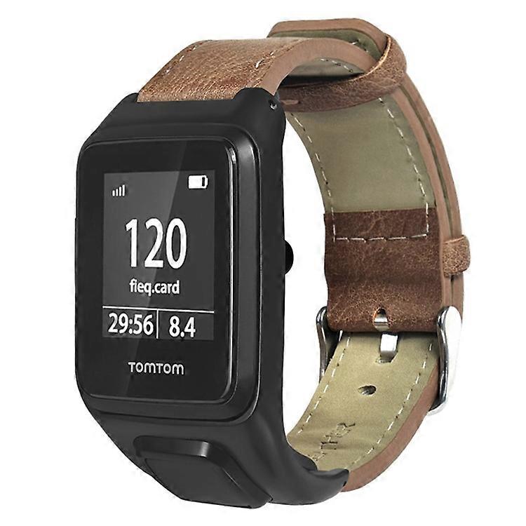 Compatible For TomTom Runner 3 / Adventurer Watch Strap Genuine Cow Leather Strap with Case
