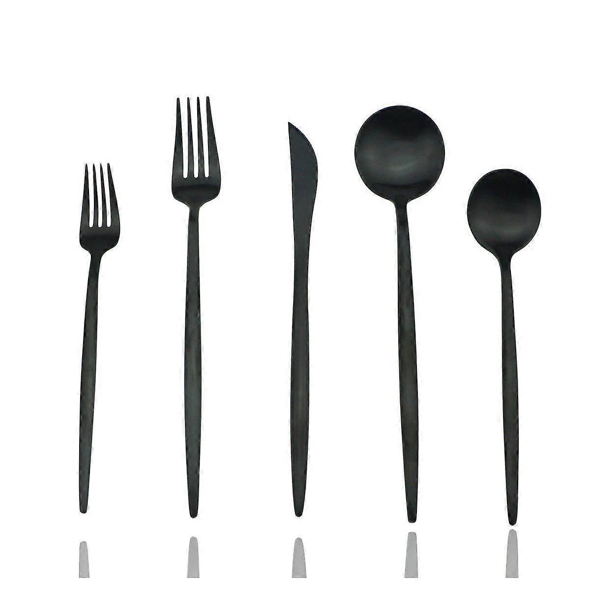 20 Piece Matte Black Flatware Set for Dinner Service for 4