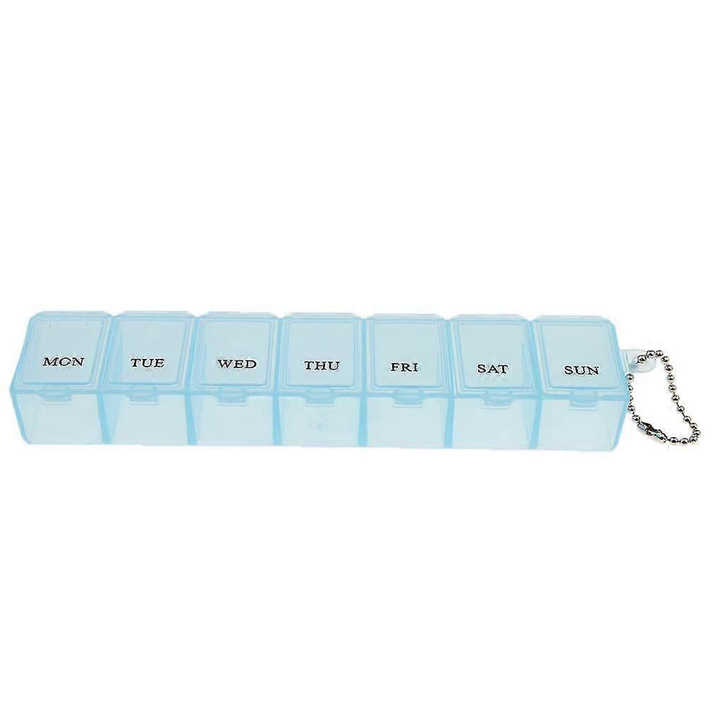 7 Compartments Tablet Pill Box Medicine Storage Organizer Capsule Case Blue