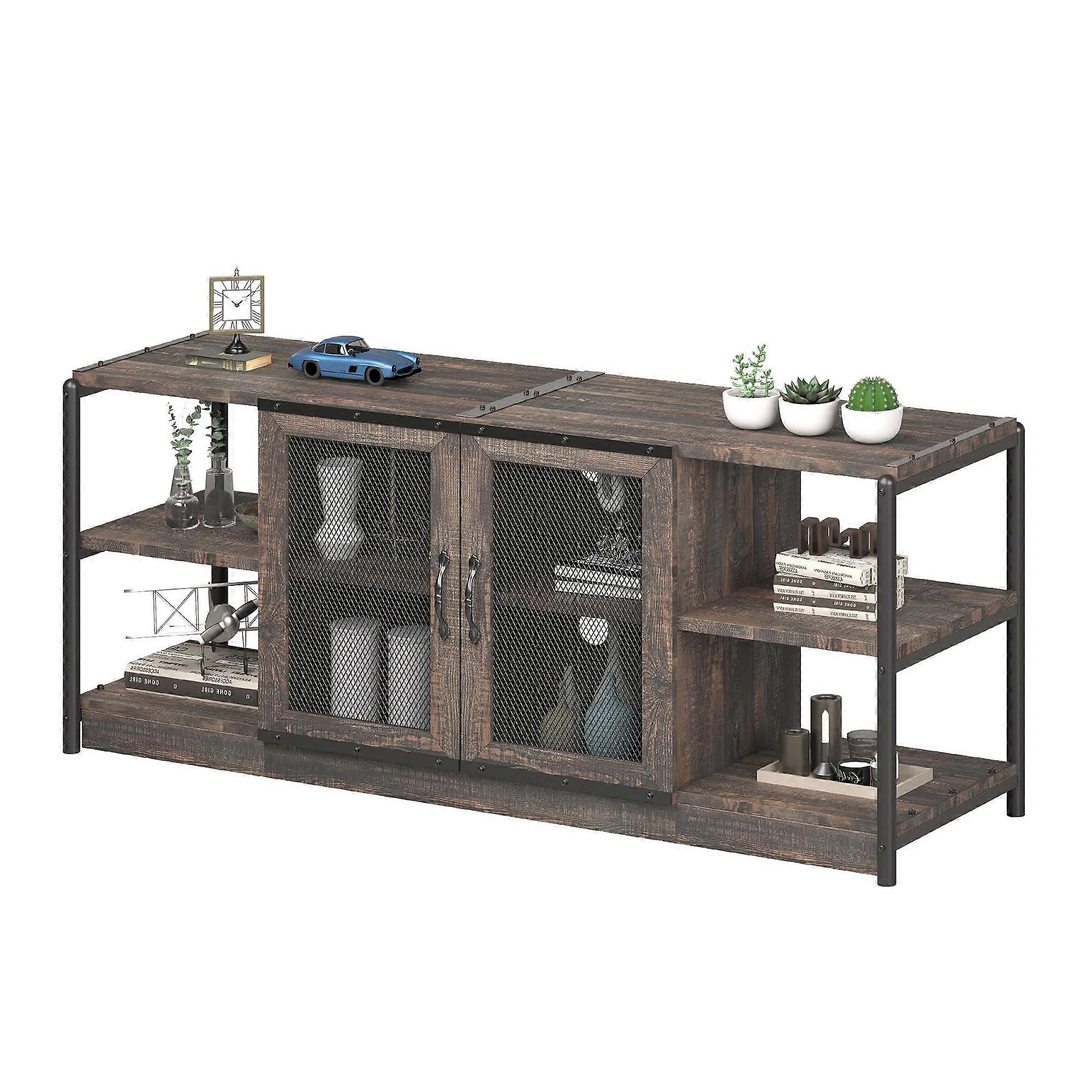 Lowboard tv-meubel, 2 lades, met open vakken, breedte 160cm, vintage eiken