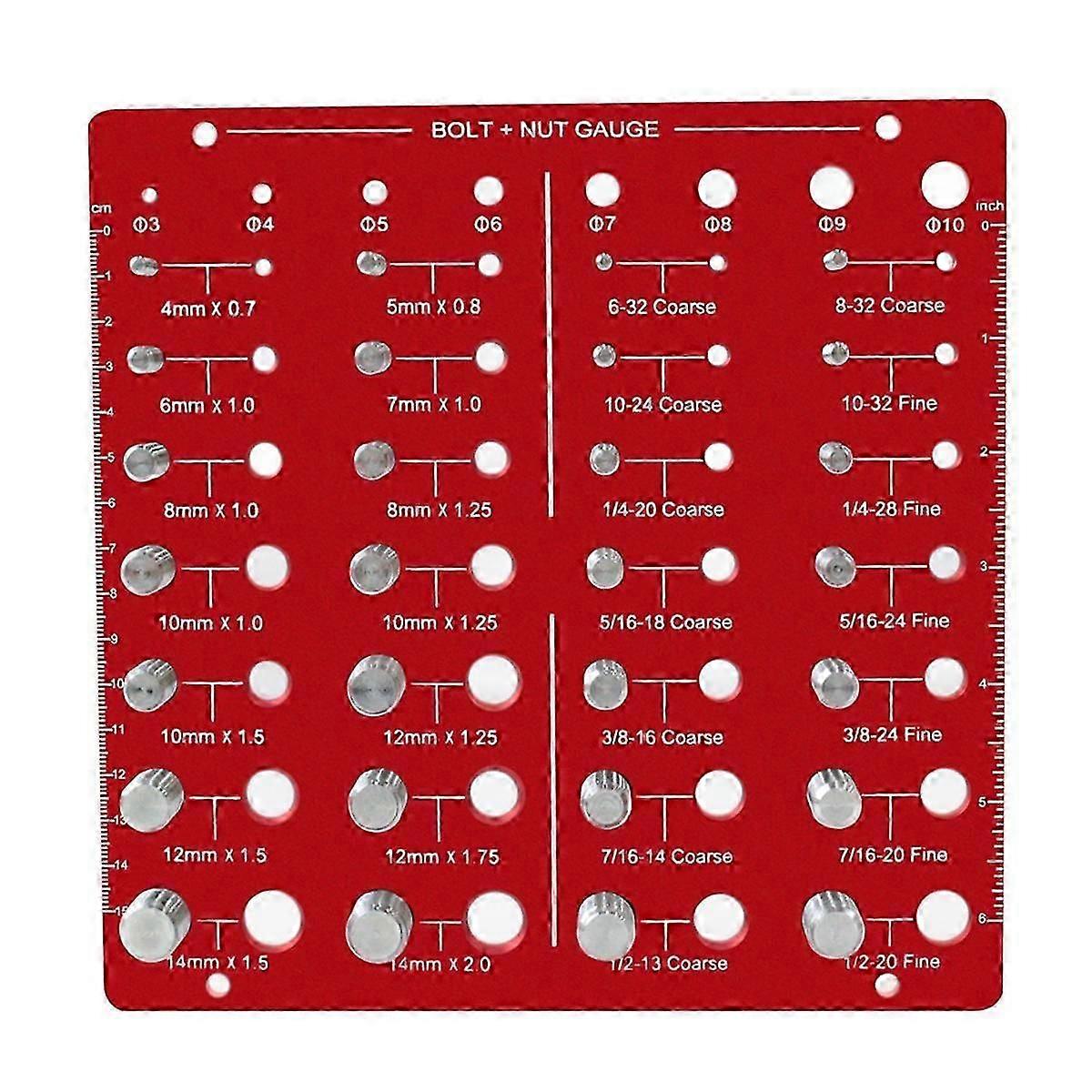 Nut & Bolt Thread Checkers28 Bolt Size & Thread Identifier Gauge & 8 Size Aperture Gauge,Measuring Identifier