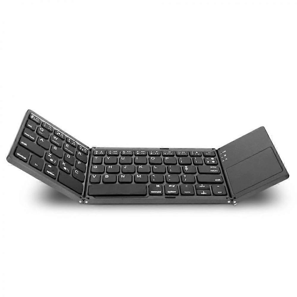 Foldable Bluetooth Keyboard with Touchpad Ultra Slim Rechargeable Mobile Phone Wireless Folding Design(Black)