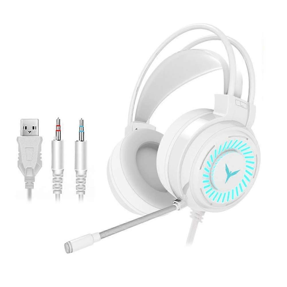 G58 Gaming Headset Wired Over Ear with USB Connection and LED Light, White Color, Comfortable and Durable Design