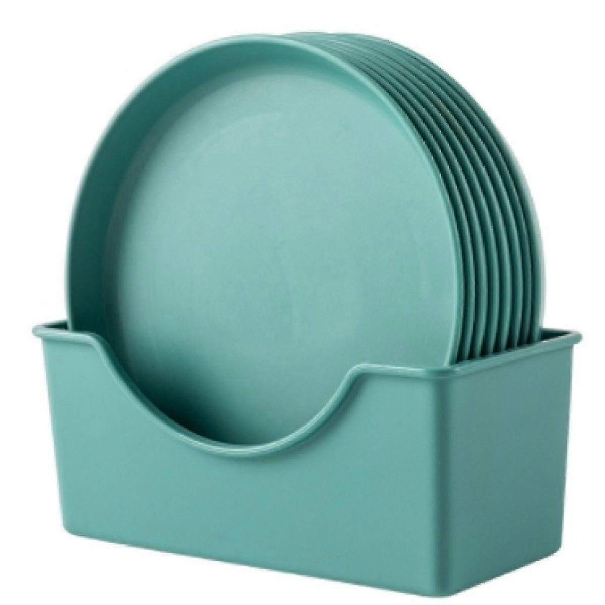 Set of 8 Round Dessert Plates with Storage Drainer