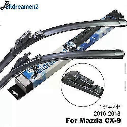 Compatible Buildreamen2 Car Wiper Blade Windshield Rubber Wiper For Mazda Cx-9 Cx9 Fit Hook / Push Button Arms 2006-2018