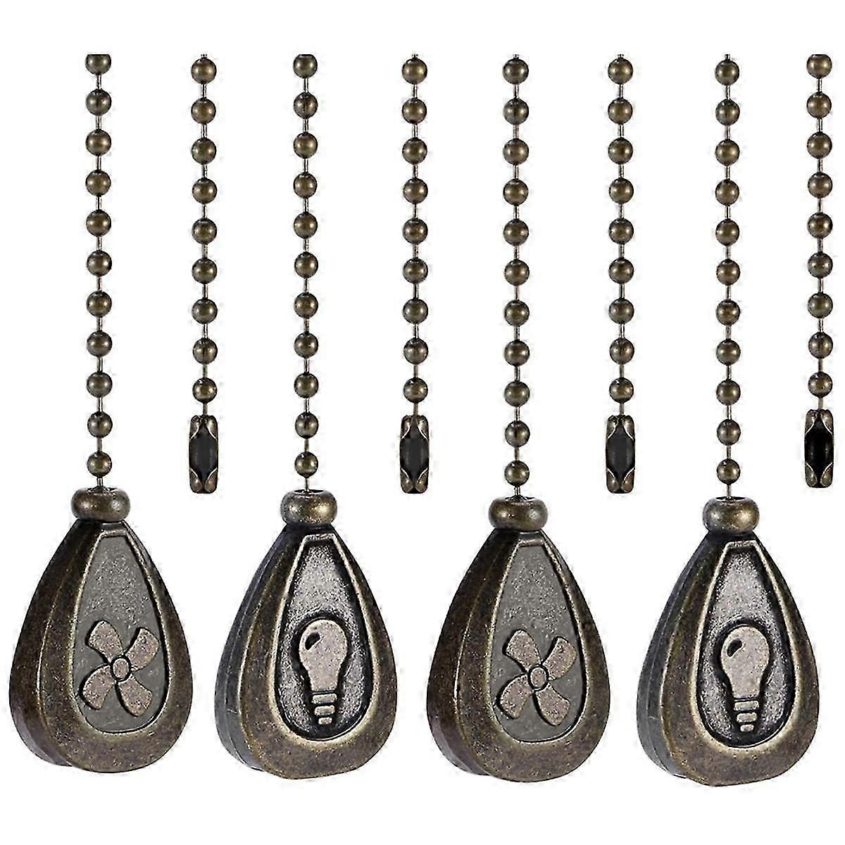 4 Pack Bronzed Ceiling Fan Pull Chain Extension, Classic Drop Shaped Pendant Pull Chains for Ceilin